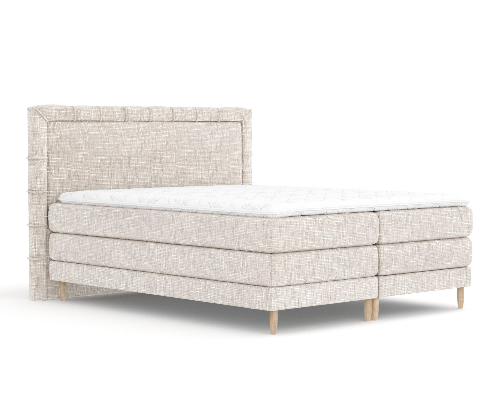 BOXSPRINGBETT Rimini Creme 200/200 cm mit Matratze und Topper - Creme/Naturfarben, Holz/Holzwerkstoff (200/200cm) - Maison de Reve
