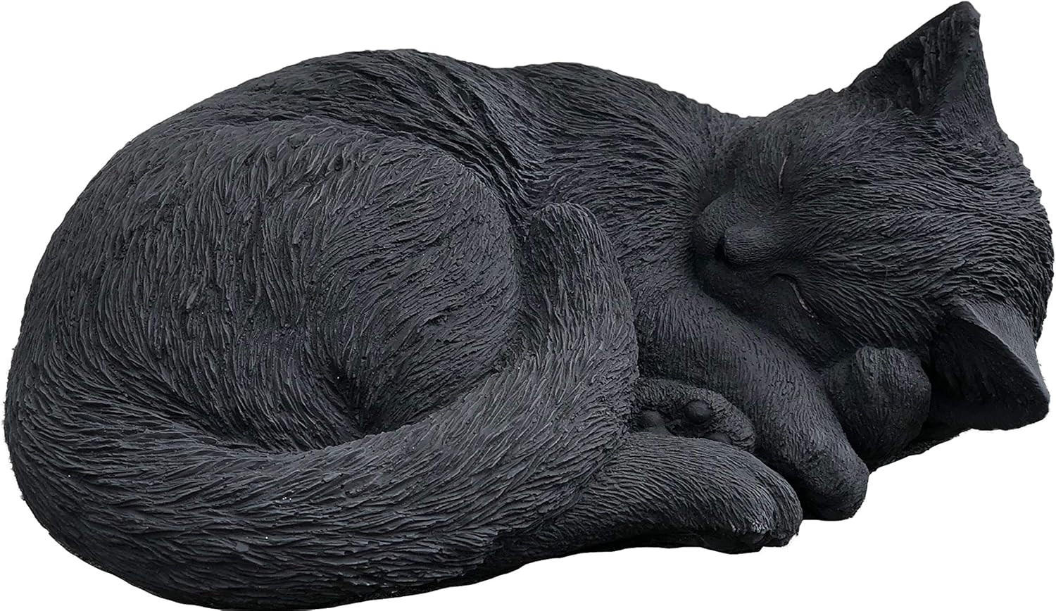 STEINFIGUR Schwarze Katze schlafend, eingerollt, frostfest - Schwarz, Stein (26/11/24cm) - stoneandstyle