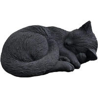 STEINFIGUR Schwarze Katze schlafend, eingerollt, frostfest - Schwarz, Stein (26/11/24cm) - stoneandstyle