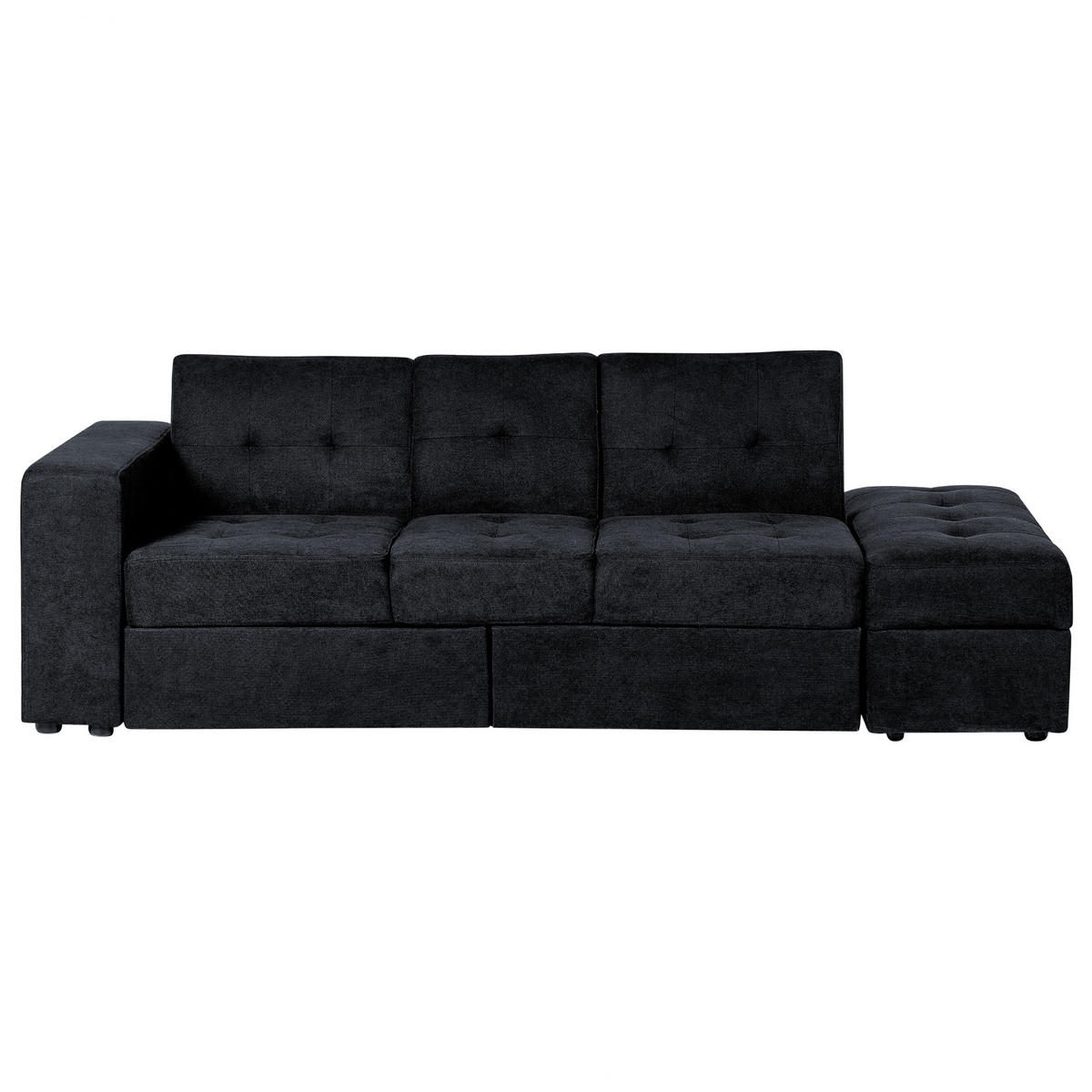 3-SITZER-SCHLAFSOFA Polsterbezug Schwarz Falster - Schwarz, Textil (210/75/94cm) - Beliani