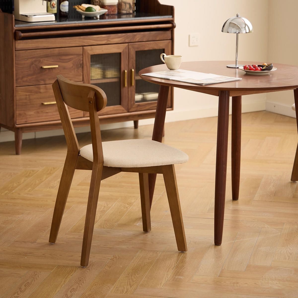 STUHL 2er-Set dunklem Holz Beige - Braun, Holz (41/79/56cm) - Nordlys