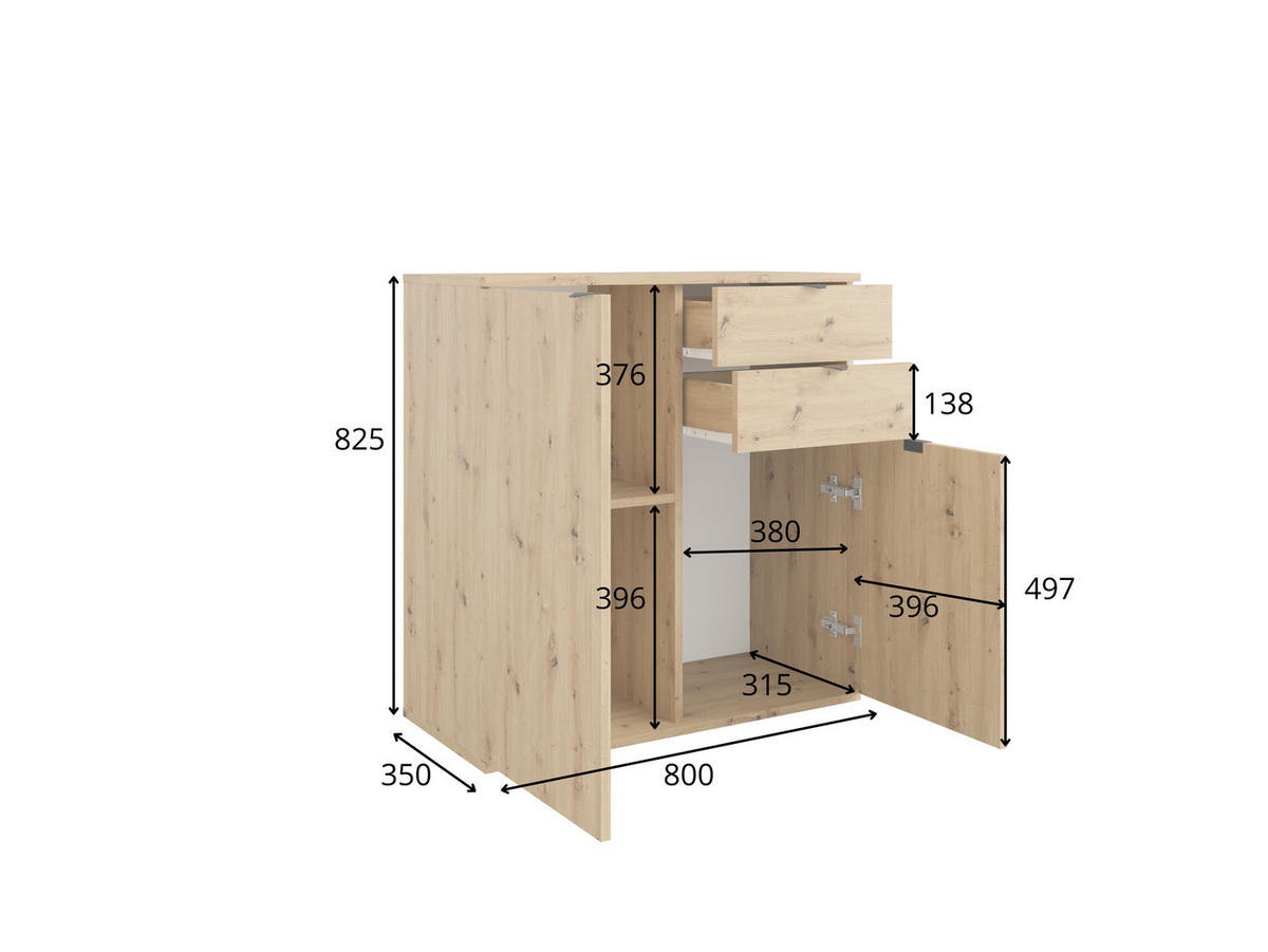 KOMMODE Weiß 80/82,5/35 - Weiß, Holzwerkstoff (80/83/35cm) - RAUMHIRSCH FURNITURE