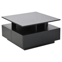 COUCHTISCH Schwarz Hochglanz mit LED und 4 Schubladen 70/70/40 cm - Schwarz, Holzwerkstoff (70/70/40cm) - PANGIVO