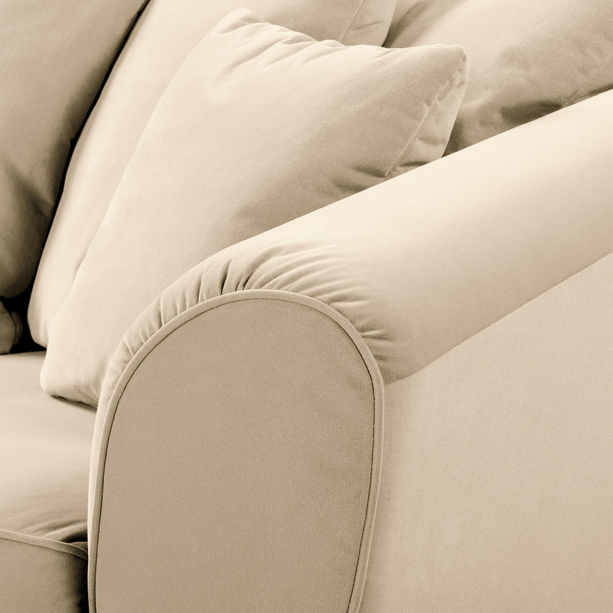 BIGSOFA - Creme/Braun, Holz/Textil (250/80/125cm) - home24