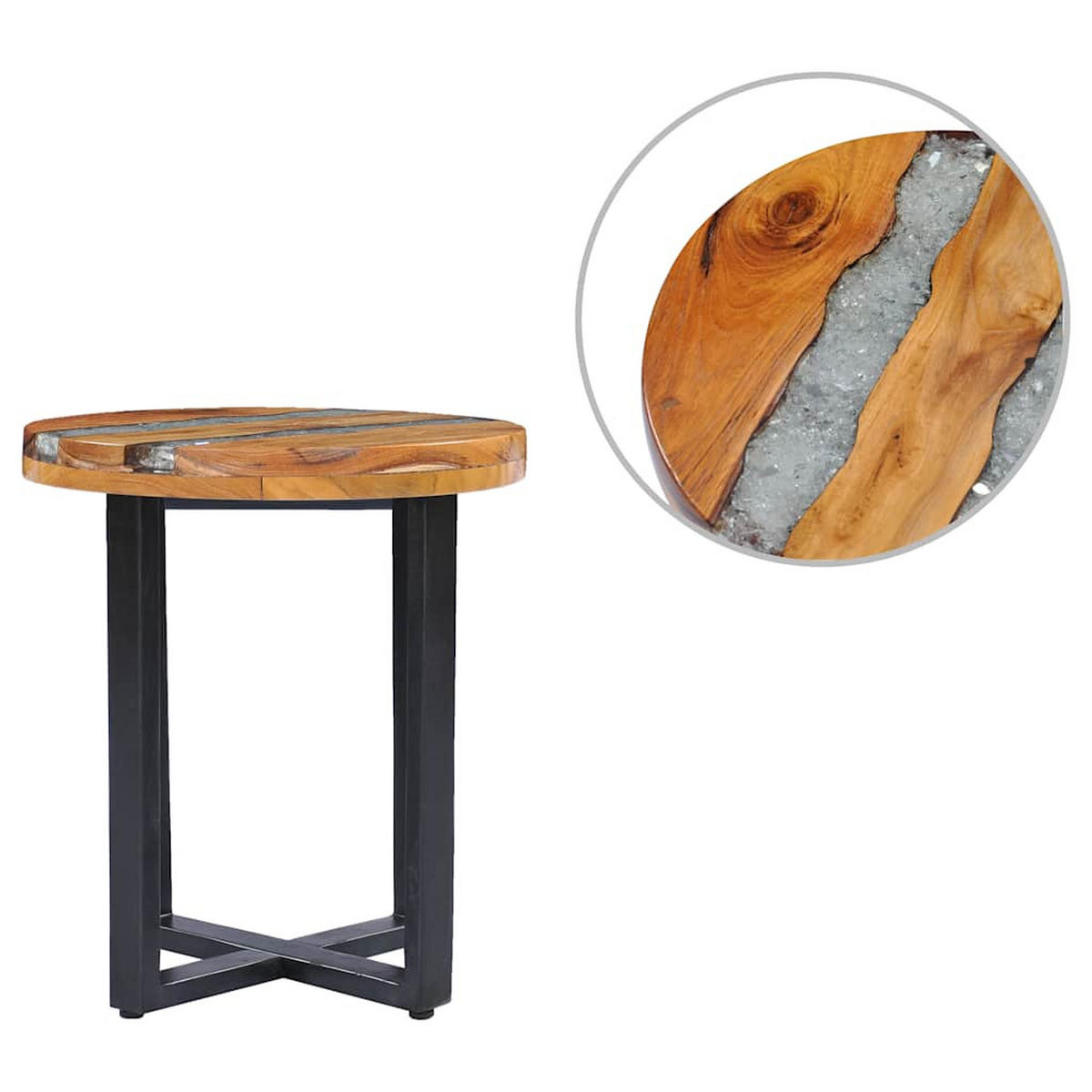 COUCHTISCH 40 x 45 cm Massivholz Teak und - Multicolor, Holz (40/40/45cm) - furnicato