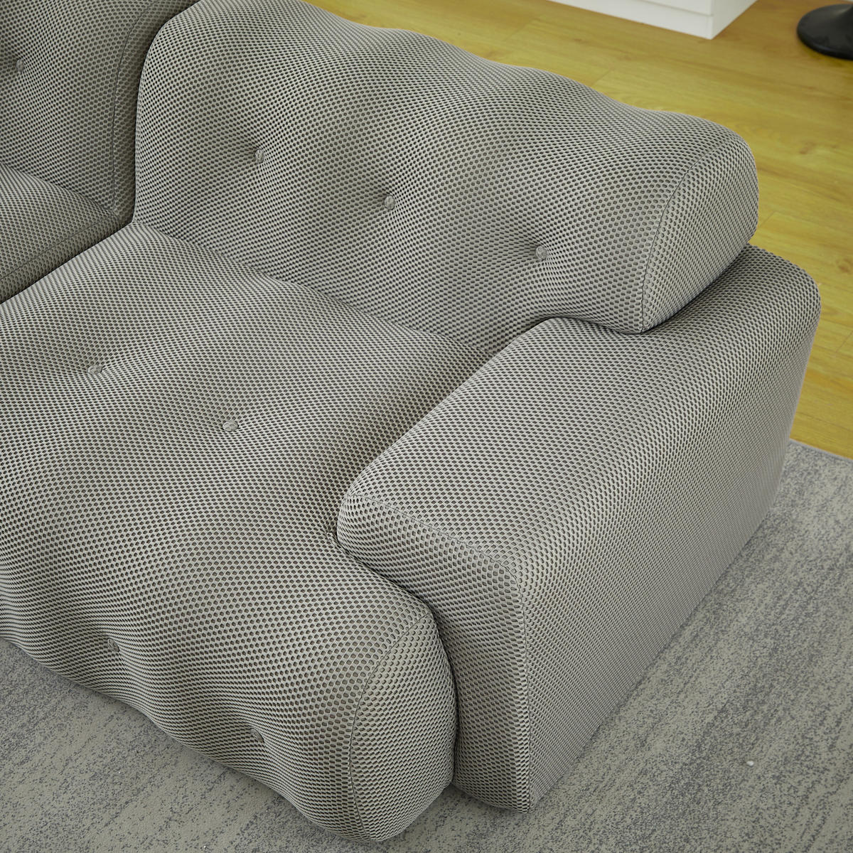 SOFA 2-Sitzer 224 x 104 x 66 cm Stoff Grau - Hellgrau, Holzwerkstoff (104/66/224cm) - Meubliv