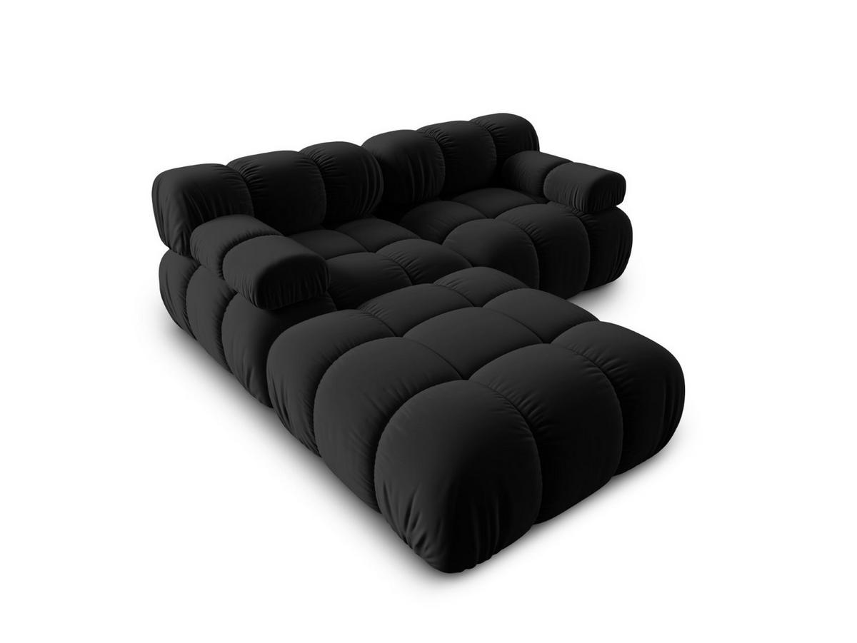 MODULARES-SOFA Bellis aus Samt schwarz 3 Sitzplätze - Schwarz, Textil (188/63/188cm) - Micadoni