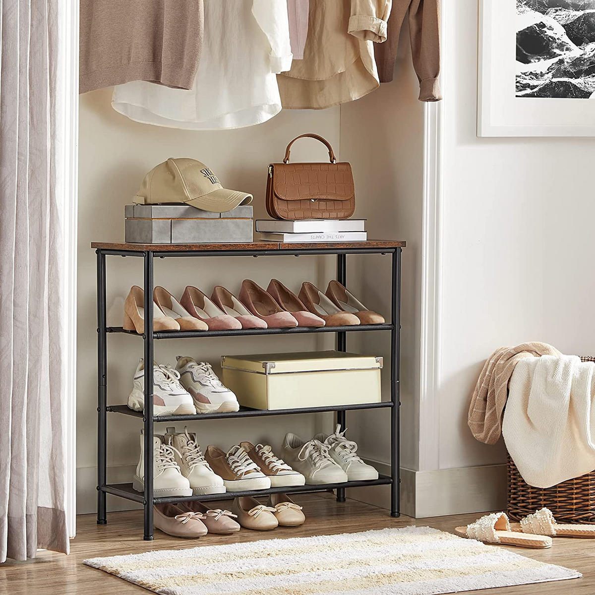 SCHUHREGAL - Braun, Holzwerkstoff (30/71/75cm) - Hansiro