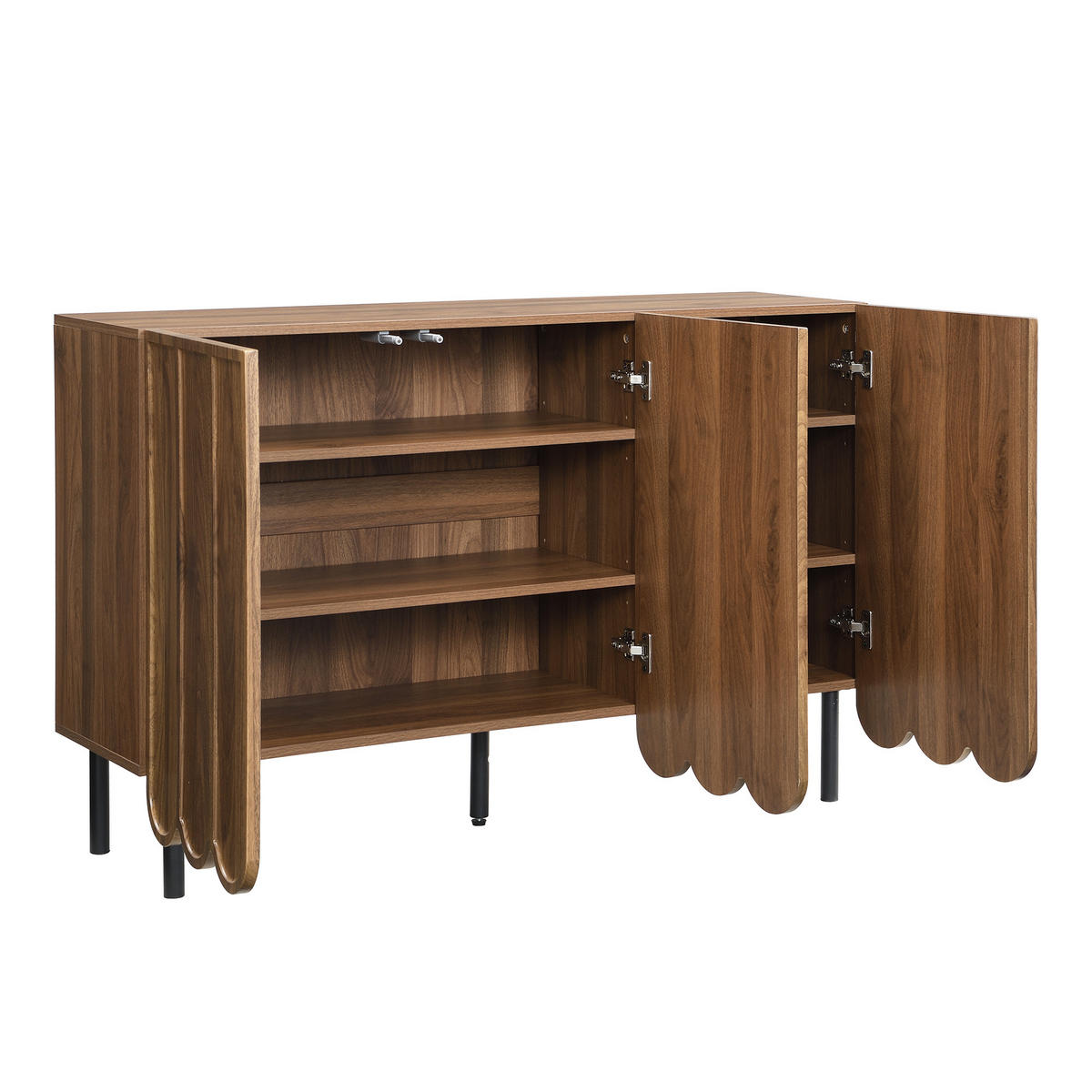 SIDEBOARD DE-37598 120/35/80 cm mit Wellentüren Walnuss - Walnussfarben, Holzwerkstoff (120/80/35cm) - ComfortXL