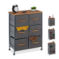 SCHUBLADENSCHRANK - Anthrazit, Holzwerkstoff/Textil (58/74.5/30cm) - Relaxdays