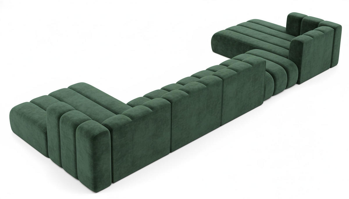 ECKSOFA U-Form Grand U Big XL 500 cm, Velourstoff Salvador, Grün - Grün, Holz (500/179cm) - Kaiser Möbel