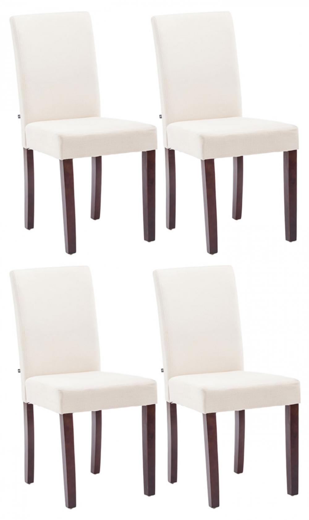 STUHL 4er Set Stoff Creme - Creme/Cappuccino, Holz/Textil (41/91/47cm) - CLP