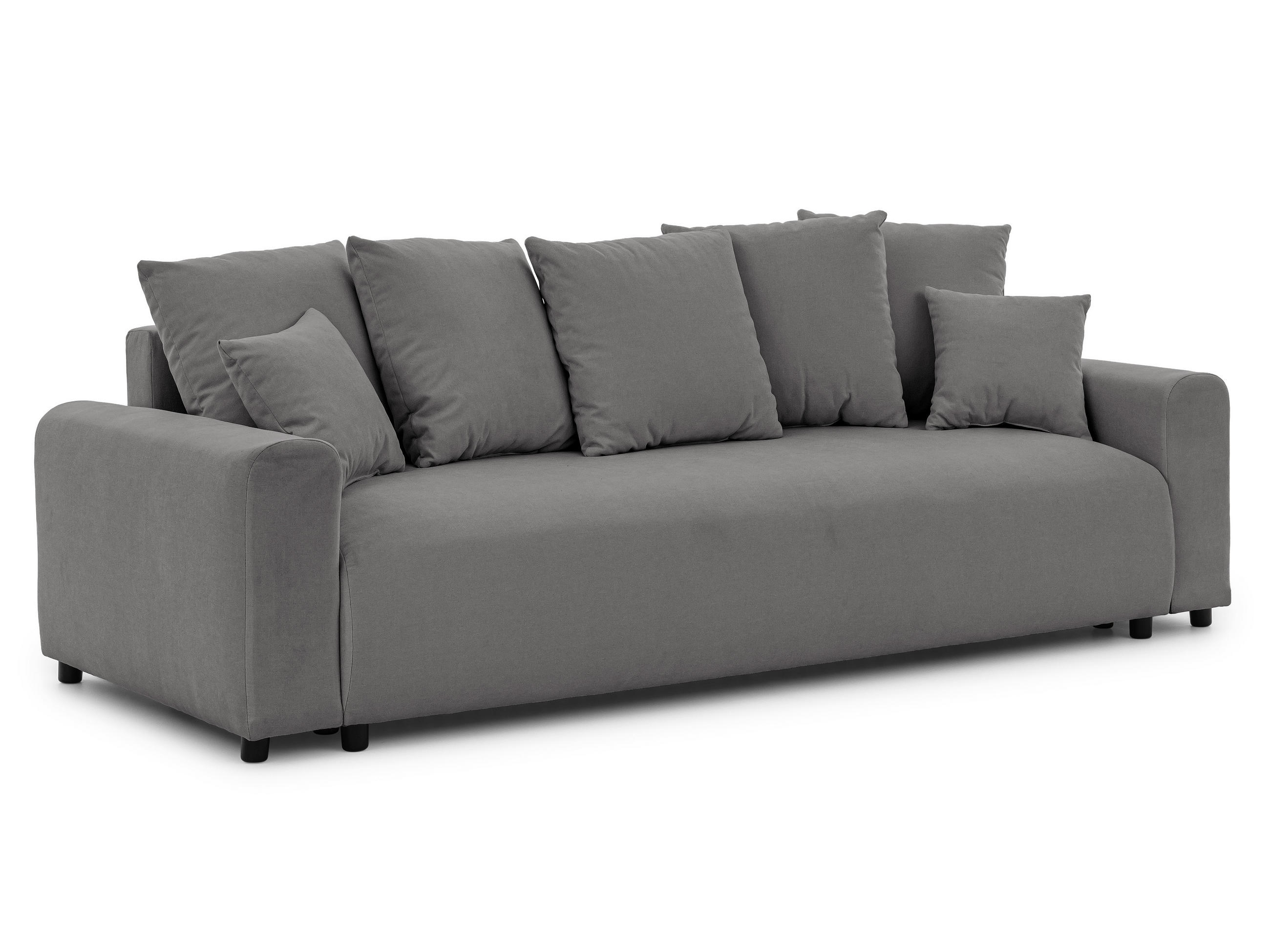 SCHLAFSOFA Calma mit Bettkasten im Bumpy-Design aus weichem Taupe Webstoff - Taupe/Schwarz, Holz/Kunststoff (239/88/98cm) - S-Style