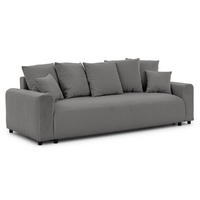 SCHLAFSOFA Calma mit Bettkasten im Bumpy-Design aus weichem Taupe Webstoff - Taupe/Schwarz, Holz/Kunststoff (239/88/98cm) - S-Style