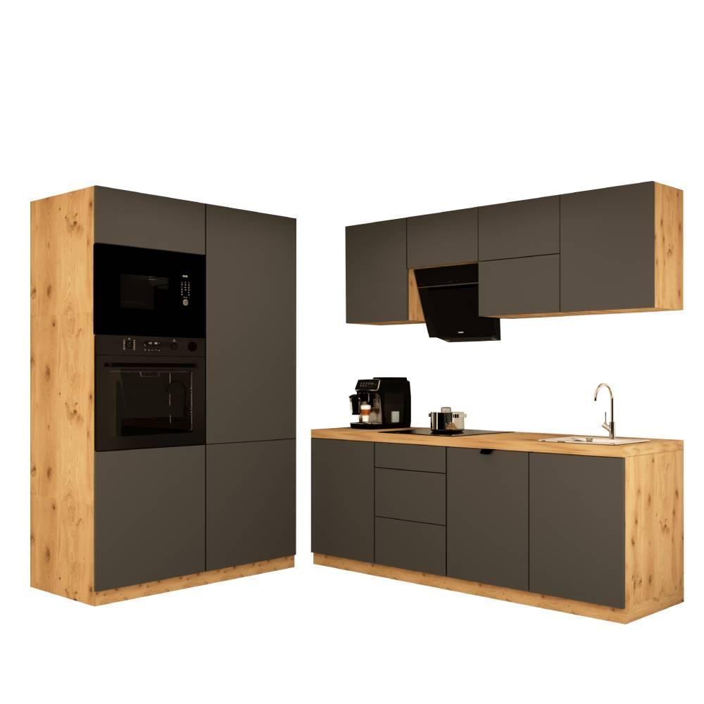 KÜCHENZEILE 240 cm - Langen KL18-M240 - in Grau / Matt - Grau, Holz (360/212/58cm)