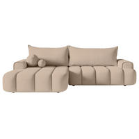 ECKSOFA Dandelino Beige mit Samtbezug, links - Champagner/Schwarz, Kunststoff/Textil (271/172cm) - Selsey