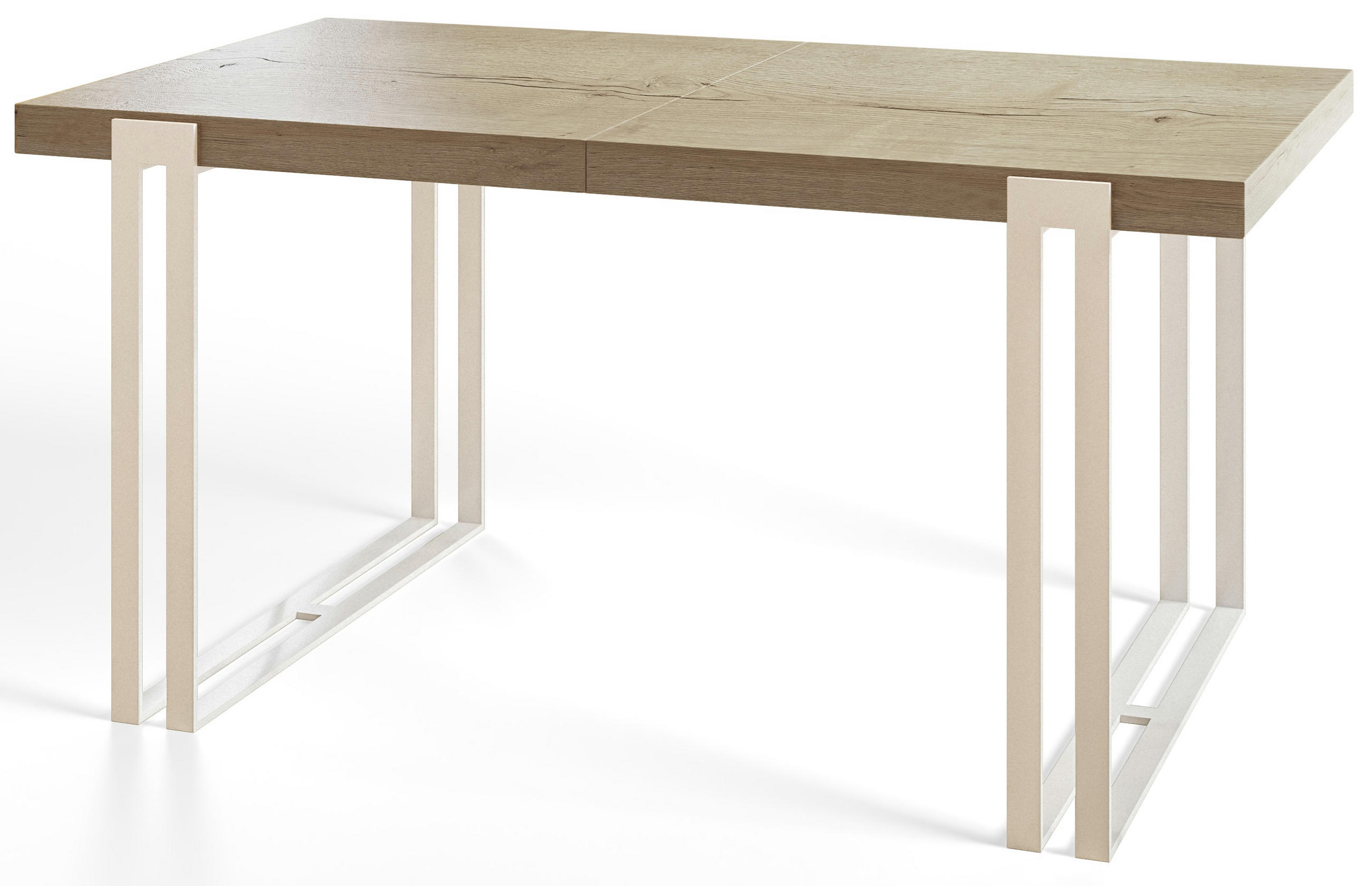 ESSZIMMERTISCH ROSA, ausziehbarer Tisch 160-260X90X77 cm, Farbe: HALIFAX, mit Metallbeinen in Farbe Weiß - Weiß/Naturfarben, Holzwerkstoff (160/90/77cm) - Alpi-Möbel