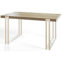 ESSZIMMERTISCH ROSA 140X80X77 cm, Farbe: HALIFAX, mit Metallbeinen in Farbe Weiß - Weiß/Naturfarben, Holzwerkstoff (140/80/77cm) - Alpi-Möbel