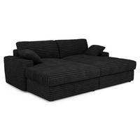 SOFA PLUM XXL-Cord Schwarz 260cm - Schwarz, Textil (260/83/155cm) - Premium Interiors