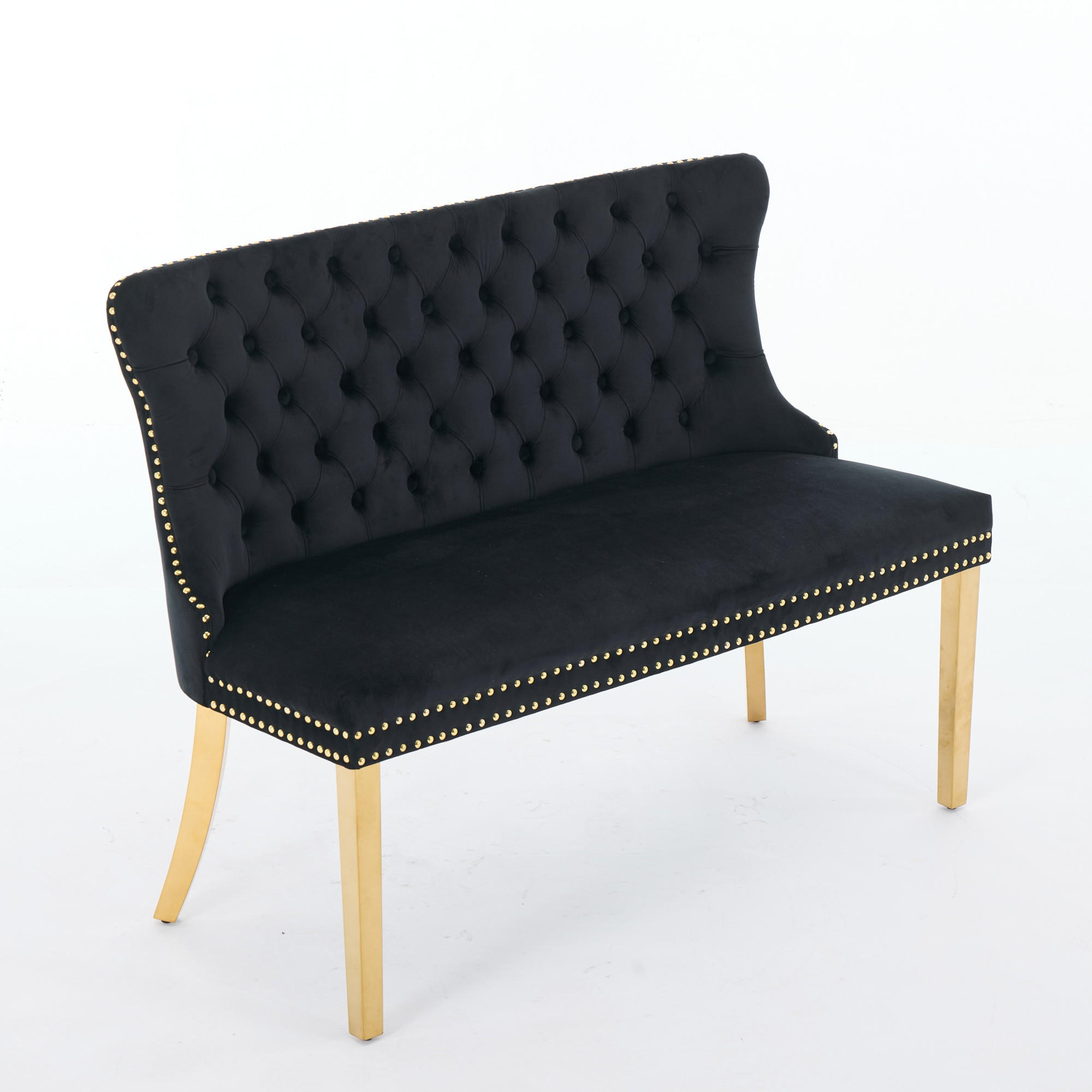 SITZBANK DE-36330 2-Sitzer mit goldenen Beinen Schwarz - Schwarz, Metall (116/89.5/58cm) - ComfortXL