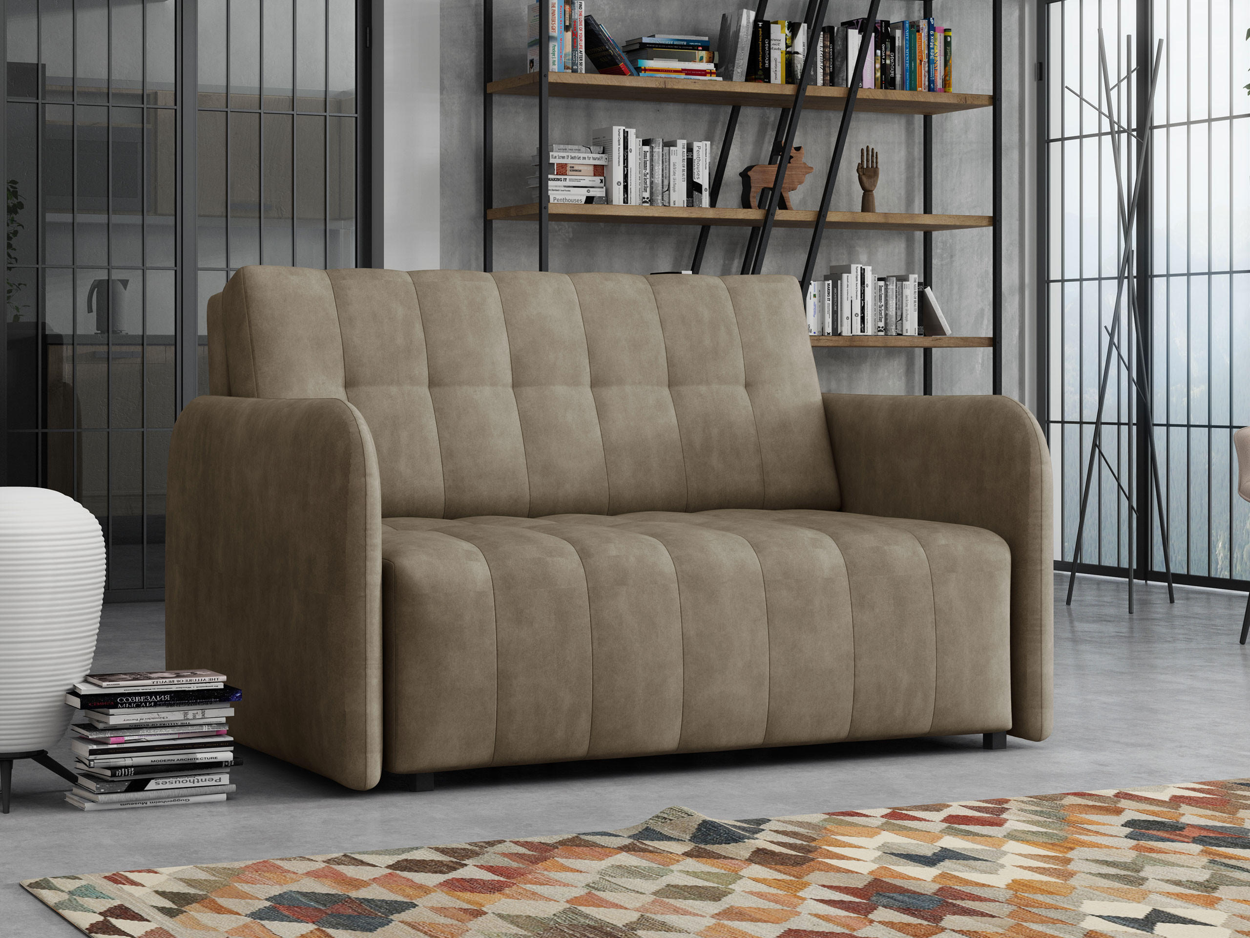 SCHLAFSOFA Viva Grand II - Schwarz/Naturfarben, Holz/Kunststoff (125/85/95cm) - MIRJAN24