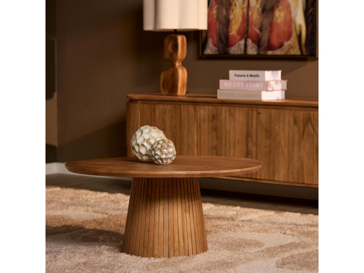 COUCHTISCH Helena Mangoholz Durchmesser 80 cm Natur - Naturfarben, Holz (80/80/38cm)