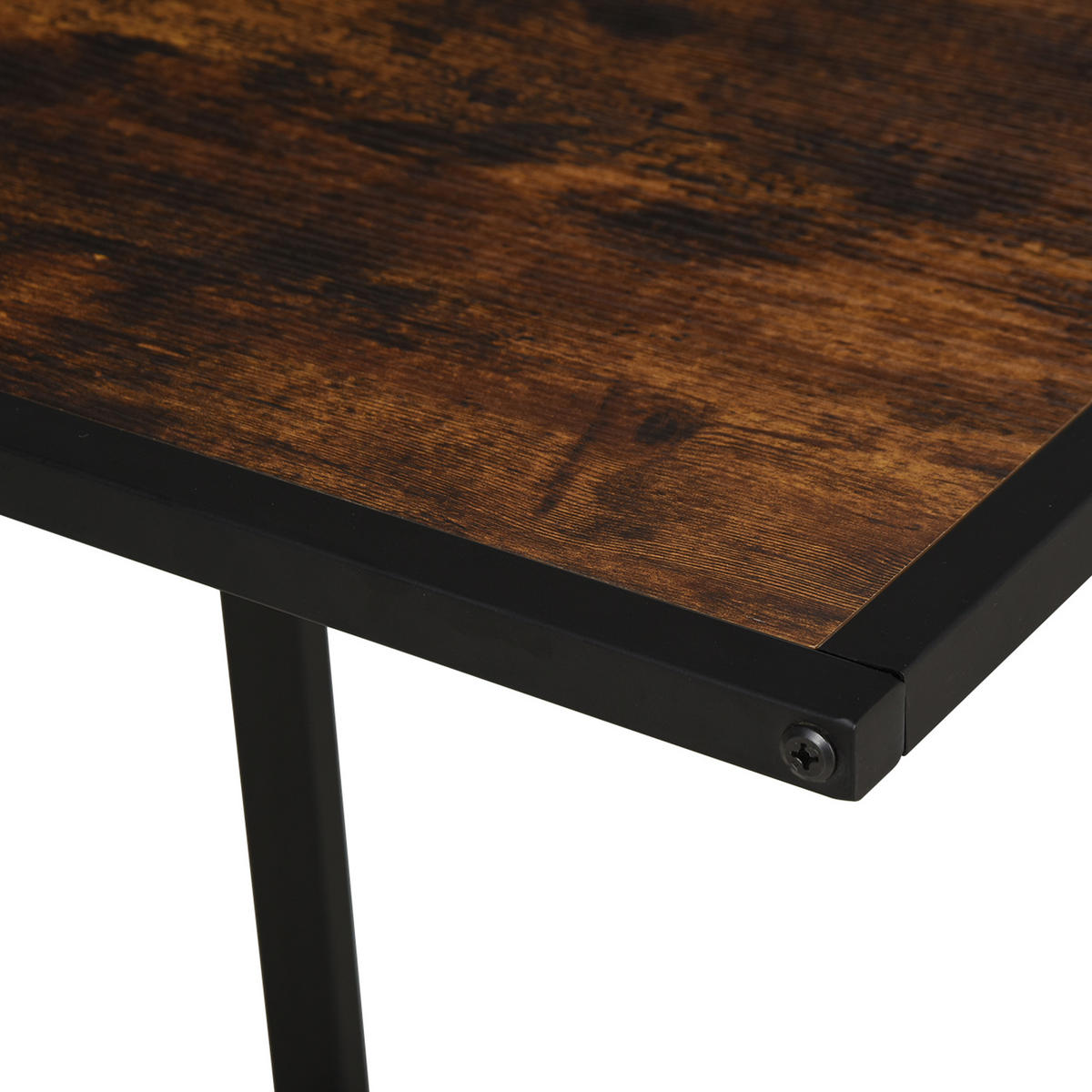 BEISTELLTISCH in C-Form Kaffeetisch Couchtisch Standtisch Tisch Metall MDF - Braun, Metall (56/36/68cm) - HOMCOM