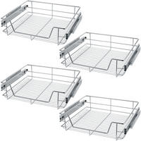 TELESKOPSCHUBLADE 4er Set, einfache Montage,grau - Grau, Metall (57/14/44cm) - tectake