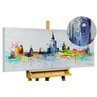 RUČNE MAĽOVANÝ AKRYLOVÝ OBRAZ 120/60 cm, viacfarebný, krajinný motív - viacfarebná, drevo/textil (120/60cm) - KUNSTLOFT