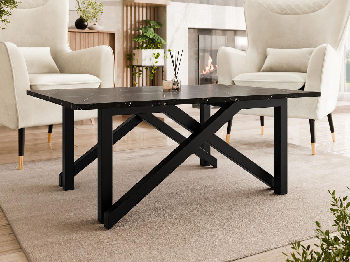 2-IN-1 COUCHTISCH UND ESSTISCH Xena Bis - Schwarz, Holzwerkstoff/Metall (70/100/45cm) - MIRJAN24