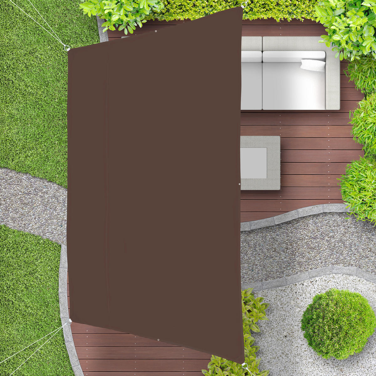 SONNENSEGEL - Braun, Textil/Metall (400/300cm) - Relaxdays