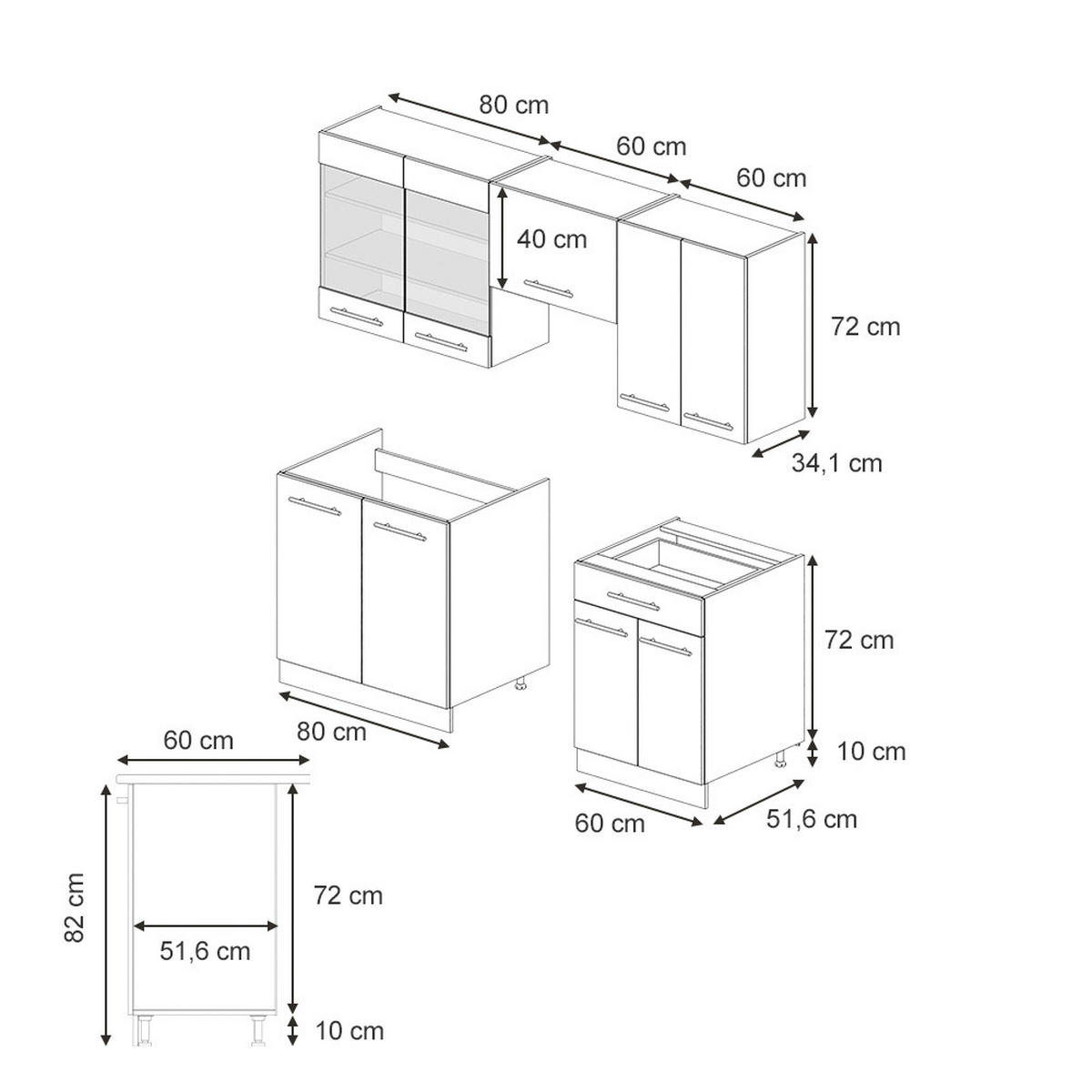 KÜCHENZEILE Fame-Line Dunkelblau Hochglanz 200 cm ohne AP - Anthrazit/Dunkelblau, Holzwerkstoff (200/81.6/46cm) - Vicco