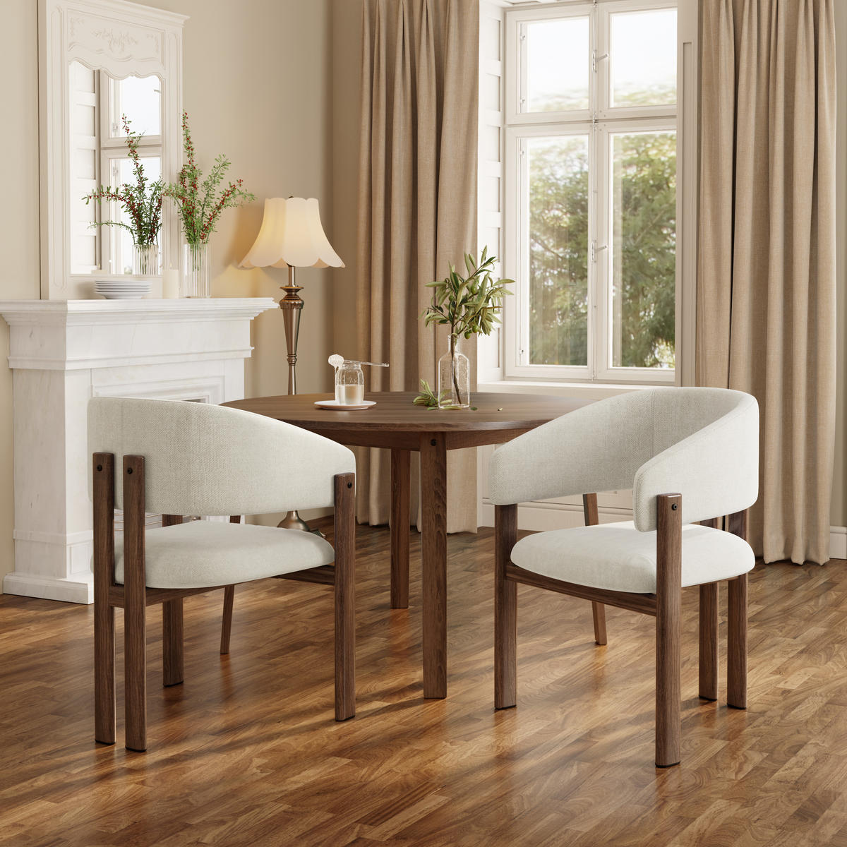 ESSZIMMERSTUHL 2er Set Leinen Walnuss Holzoptik Modern - Walnussfarben, Naturmaterialien (61.5/83/52.5cm) - FLIEKS