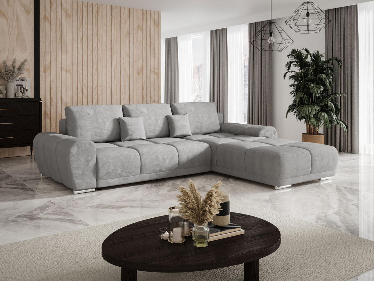 ECKSOFA BEGA L Rechts TENDER WAY 80 mit Schlaffunktion - Grau, Textil (289/185cm) - Bedante
