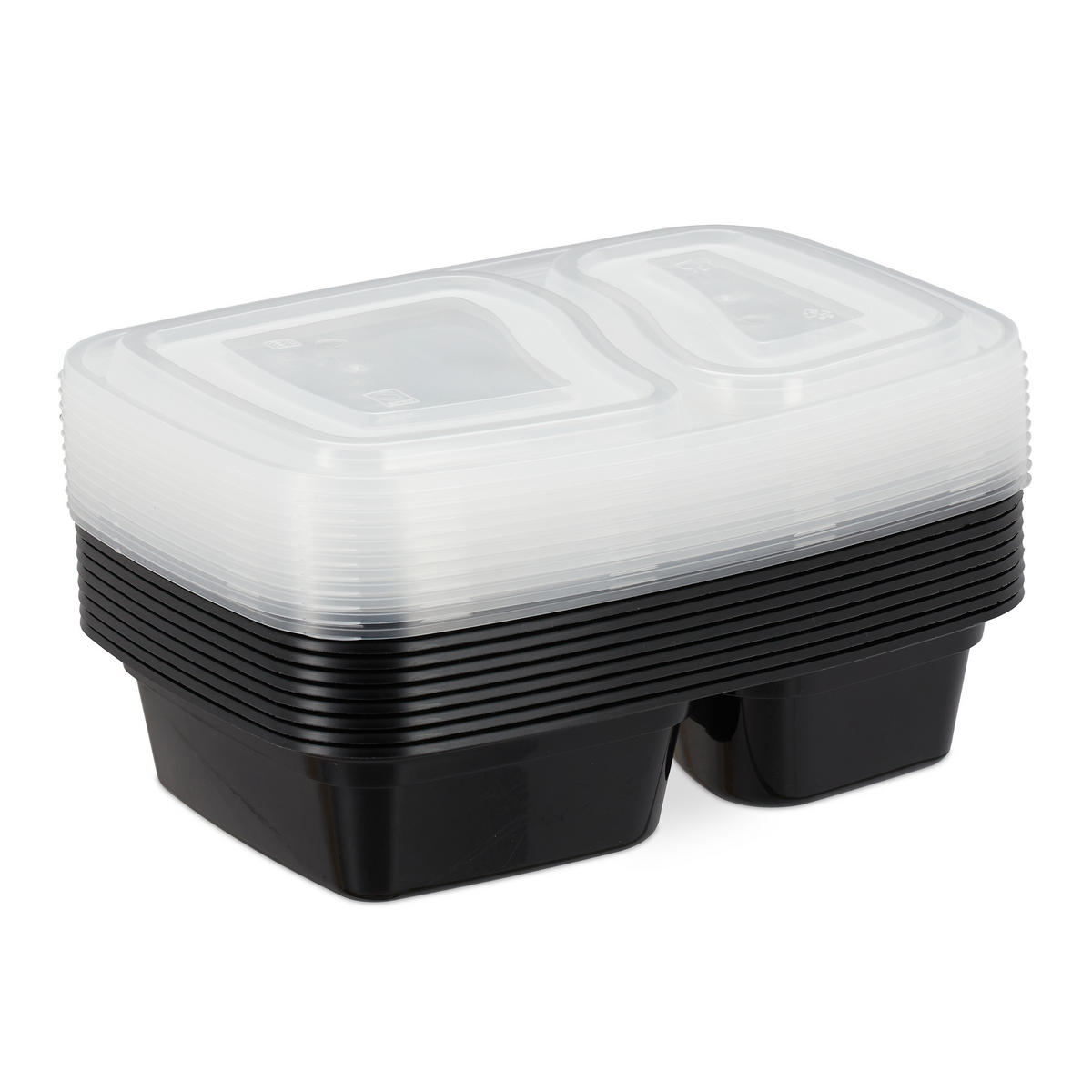 10XMEAL-PREP-BOXEN - Schwarz, Kunststoff - Relaxdays