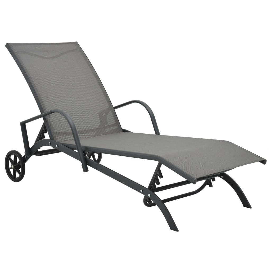 SONNENLIEGE Stahl und Textilene - Grau, Metall (58/32/200cm) - furnicato
