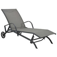 SONNENLIEGE Stahl und Textilene - Grau, Metall (58/32/200cm) - furnicato