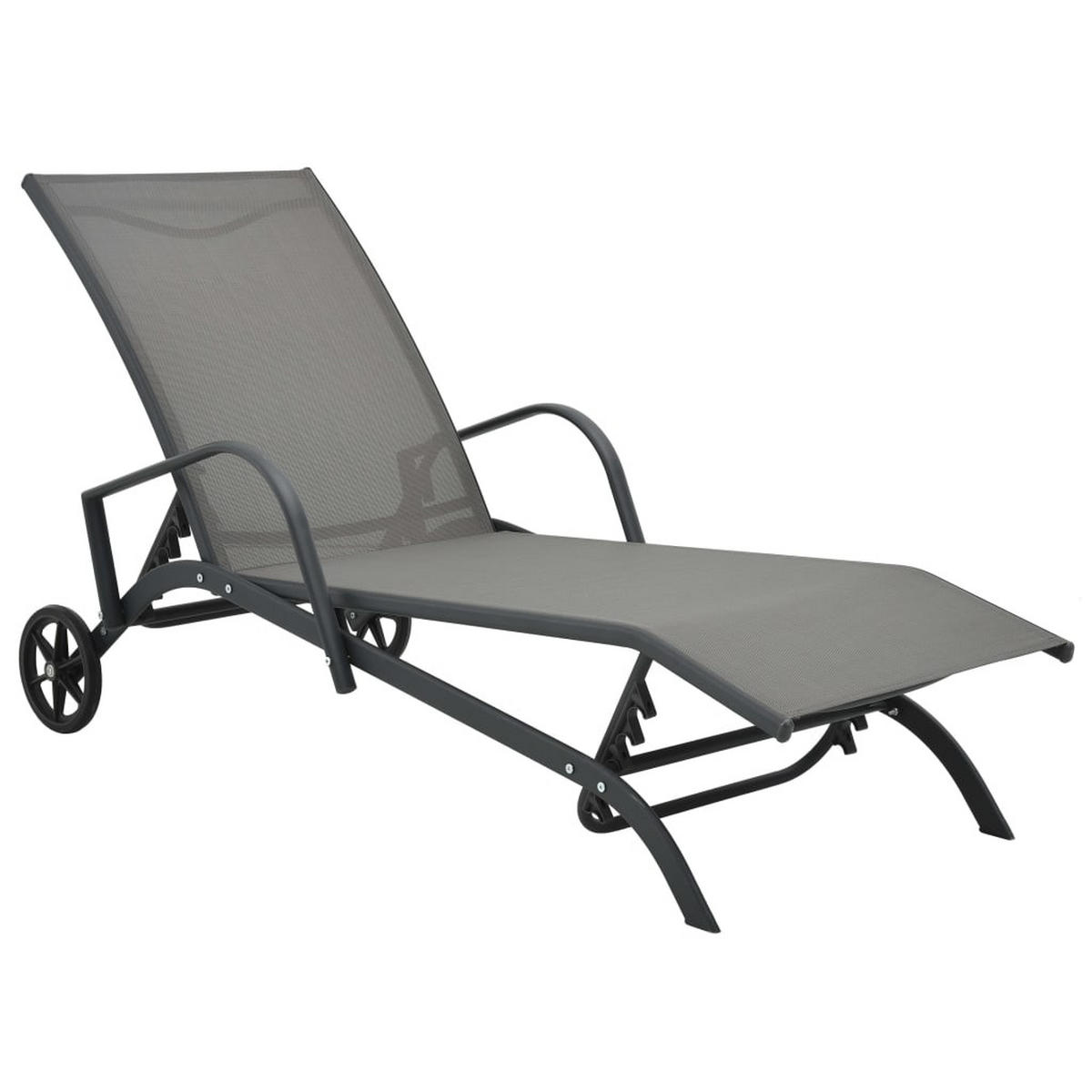 SONNENLIEGE Stahl und Textilene - Grau, Metall (58/32/200cm) - furnicato