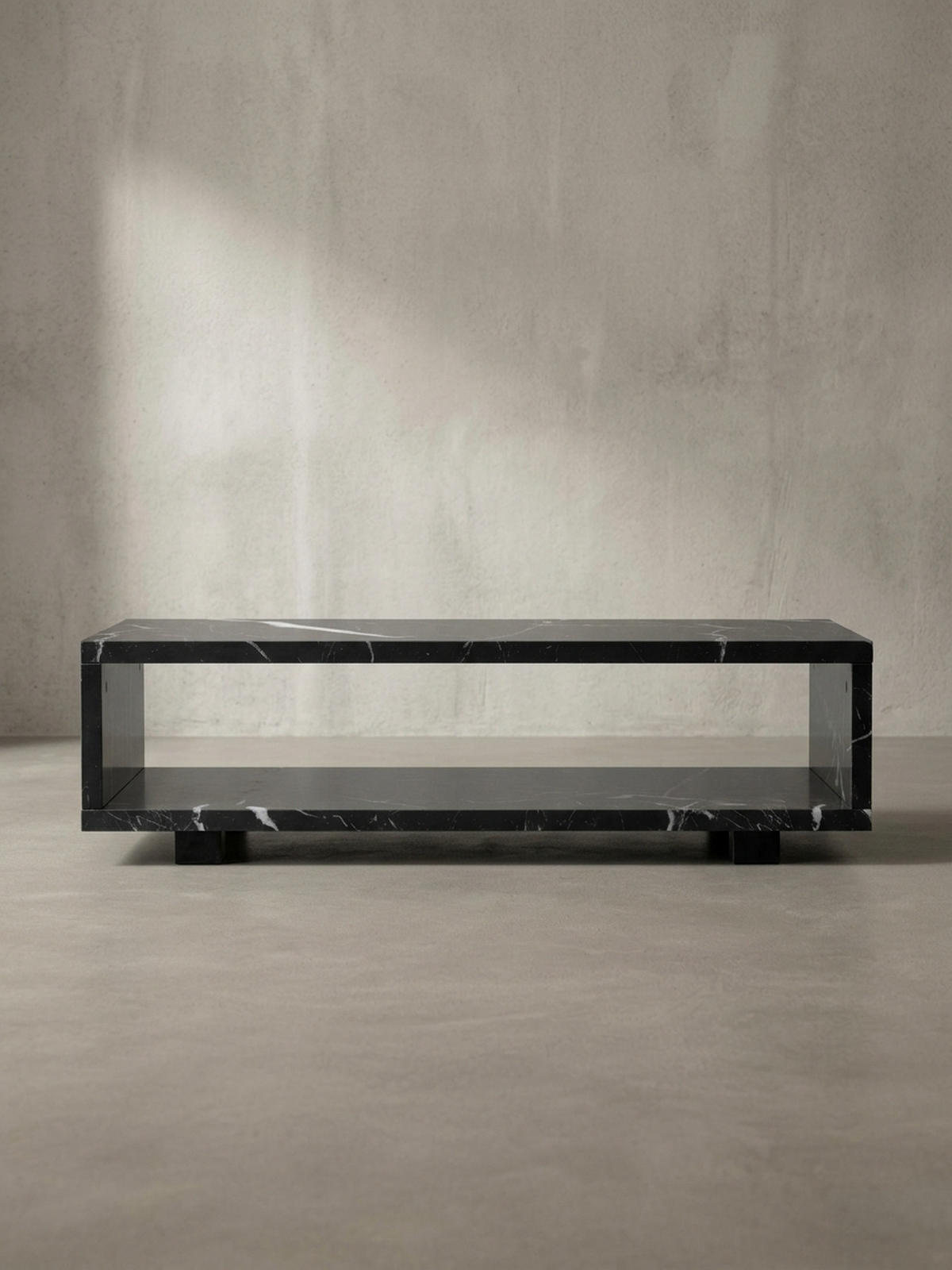 COUCHTISCH in Stein-Optik Modern mit Stauraum Rechteckig Schlicht, Schwarz 100x50x25 cm - Schwarz, Kunststoff (50/100/25cm) - KADIMA DESIGN