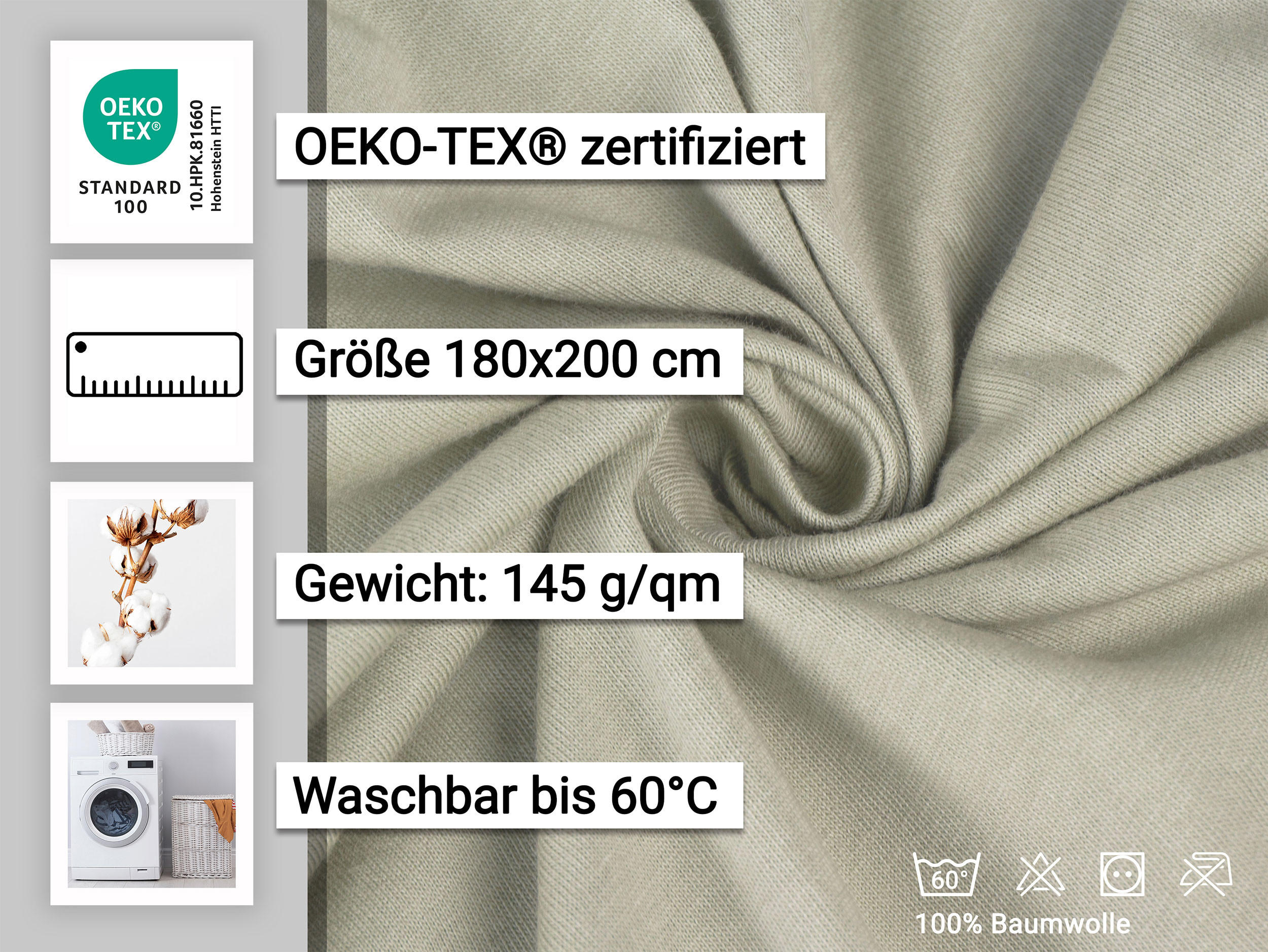 SPANNBETTLAKEN, 180x200 cm, 100% Baumwolle, Grau - Greige, Textil (180/200cm) - Zollner