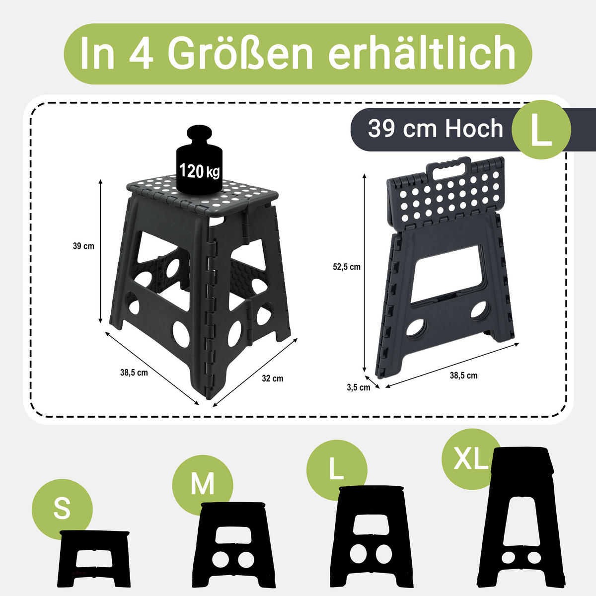 KLAPPHOCKER, 29x22x39 cm, 100% Kunststoff - Schwarz, Kunststoff (29/39/22cm) - Zollner