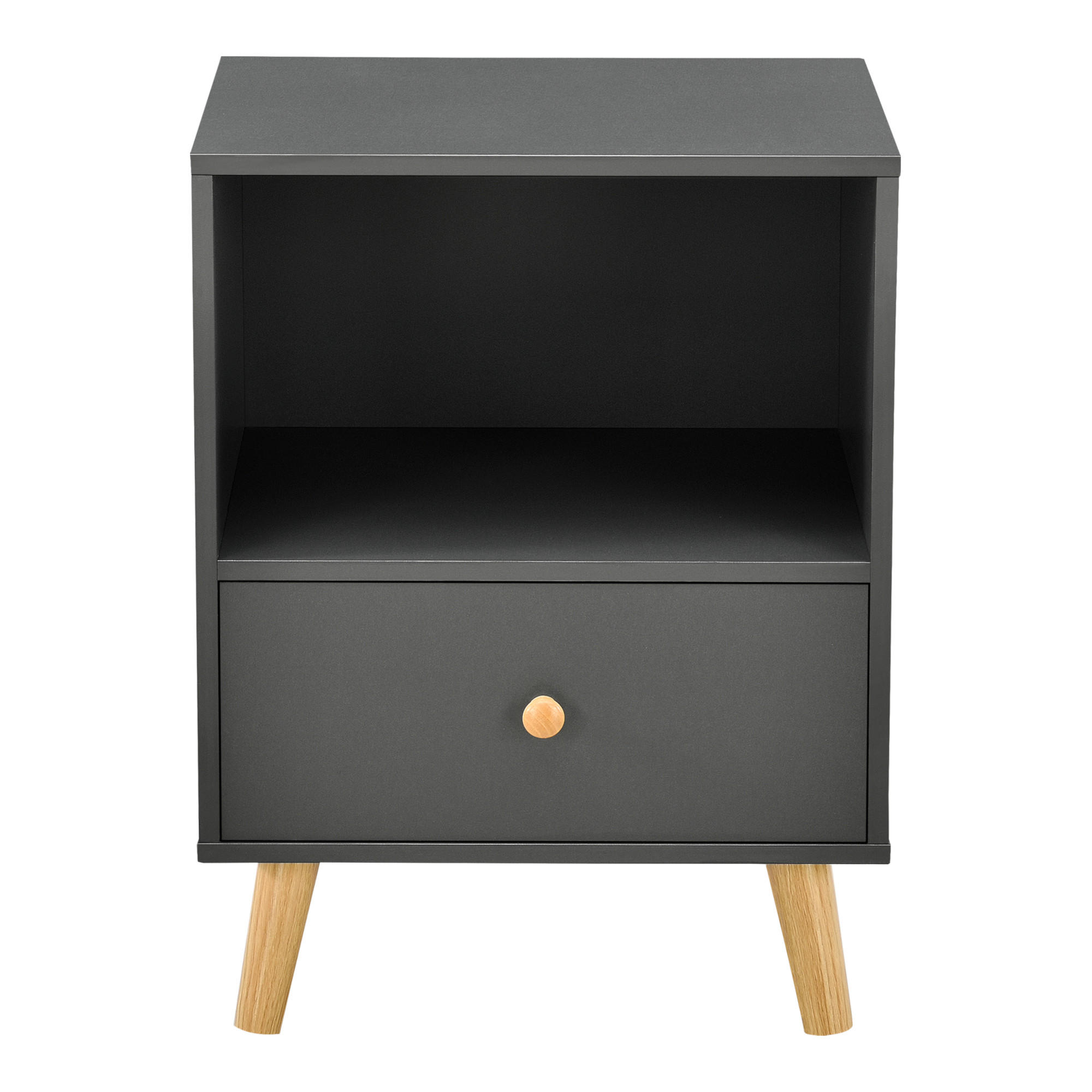 BEISTELLTISCH Sundsvall - Dunkelgrau/Naturfarben, Holz/Holzwerkstoff (30/40/54cm) - [en.casa]