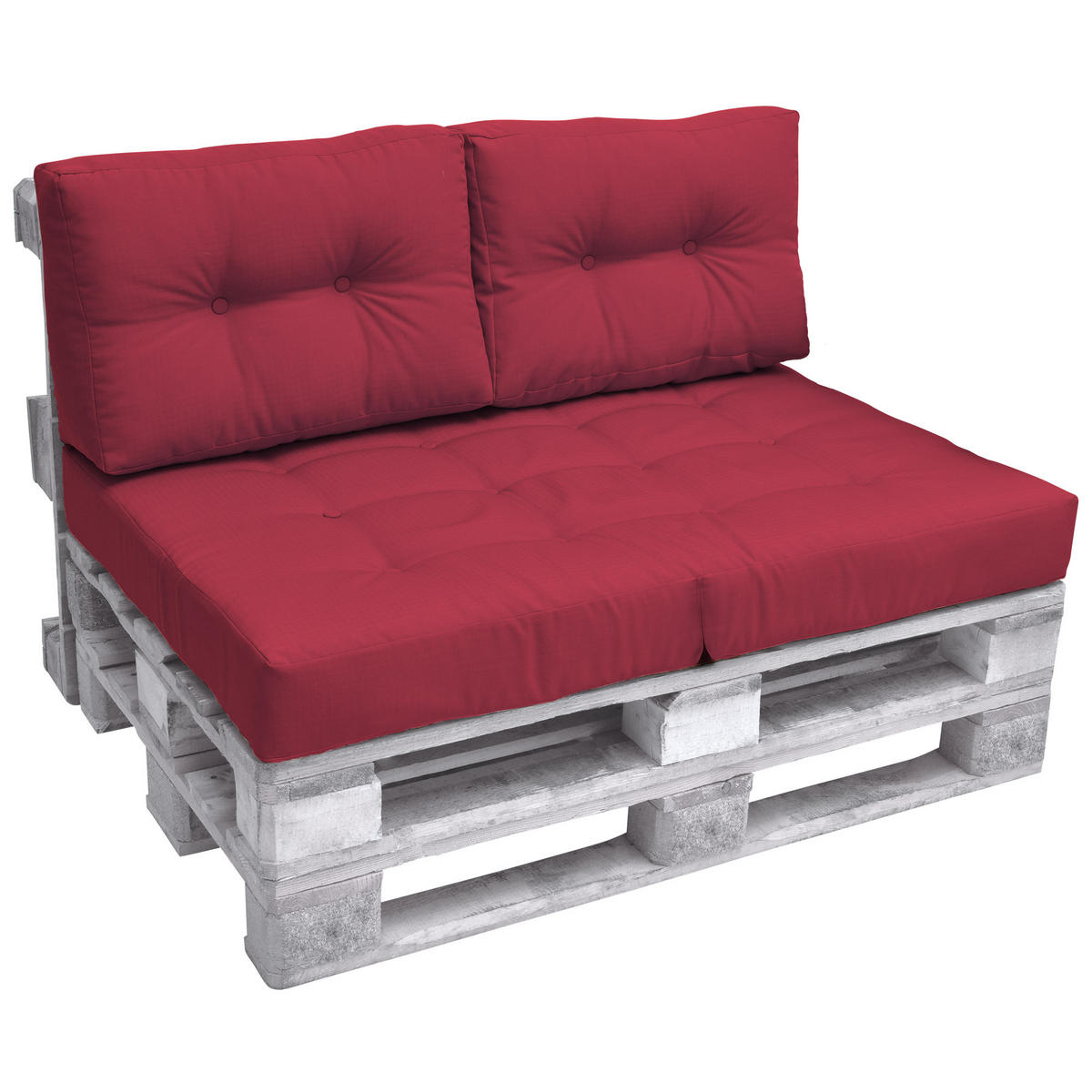 PALETTENKISSEN Eco Elements Sitz + Rücken Rot (2tlg) - Rot, Textil (80/15/120cm) - Beautissu 