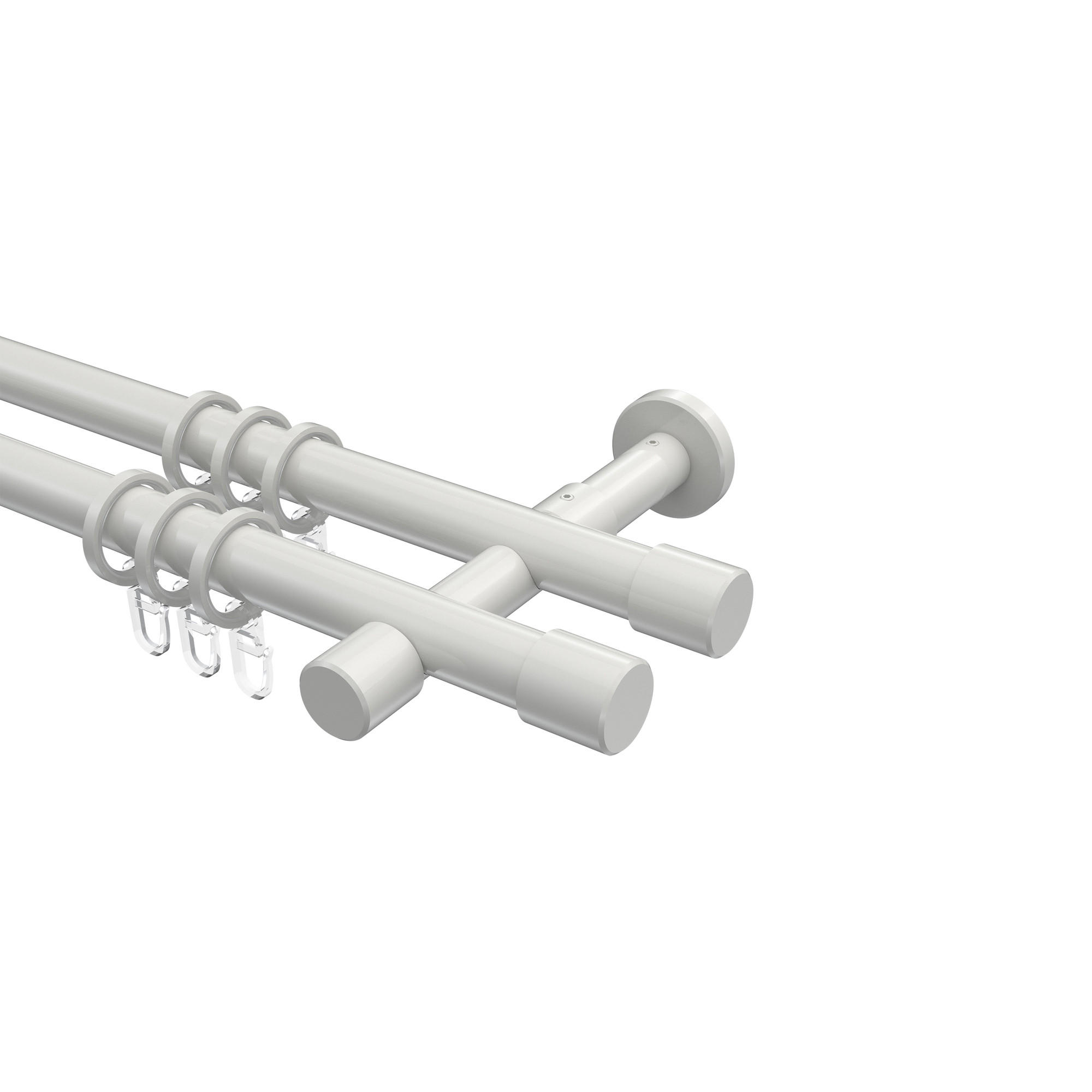 GARDINENSTANGEN-SET Prestige Santo 260 cm (geteilt in 2 x 130 cm), 2-läufig, 20 mm Ø Weiß - Weiß, Metall (260cm) - INTERDECO