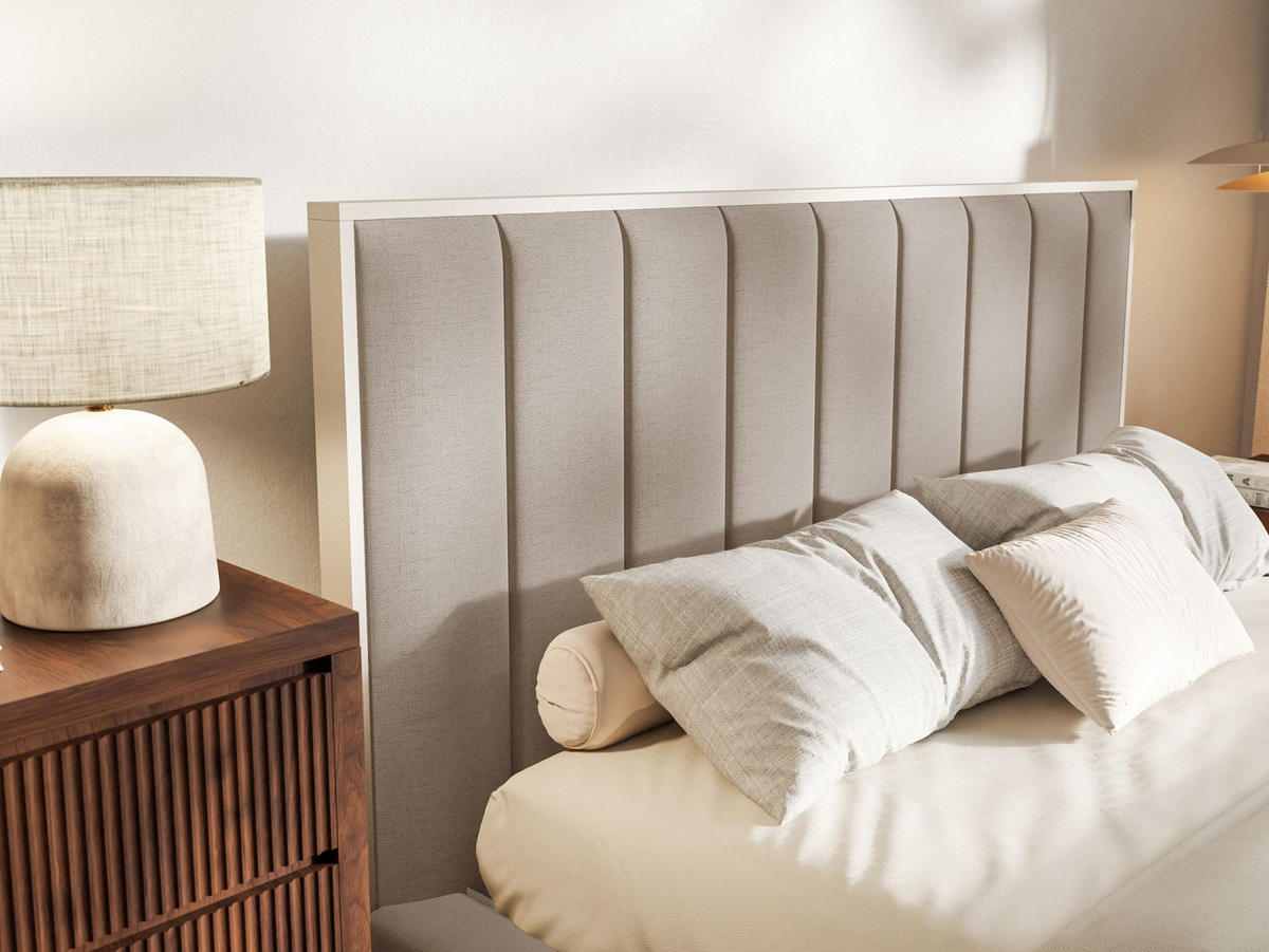 POLSTERBETT Togents Braun mit Chenillebezug, Bettkasten und LED, 180x200 cm - Braun, Textil (180/200cm) - Selsey
