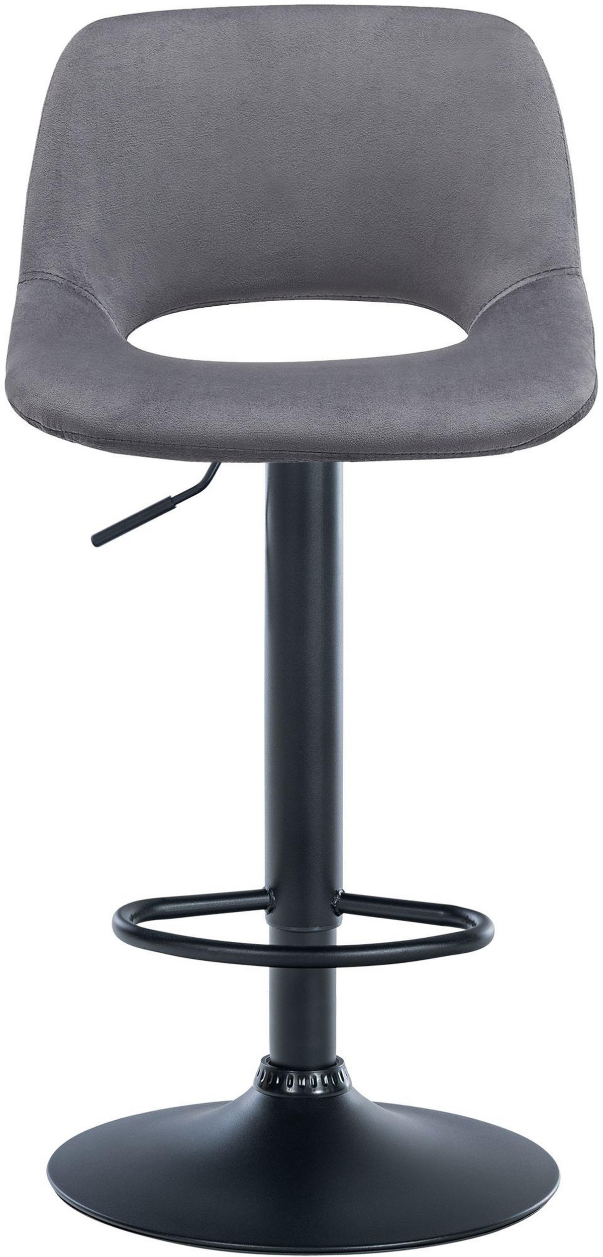 BARHOCKER JAKSON Dunkelgrau Samt Schwarz - Dunkelgrau, Textil/Metall (42/86/46cm) - DELUKE