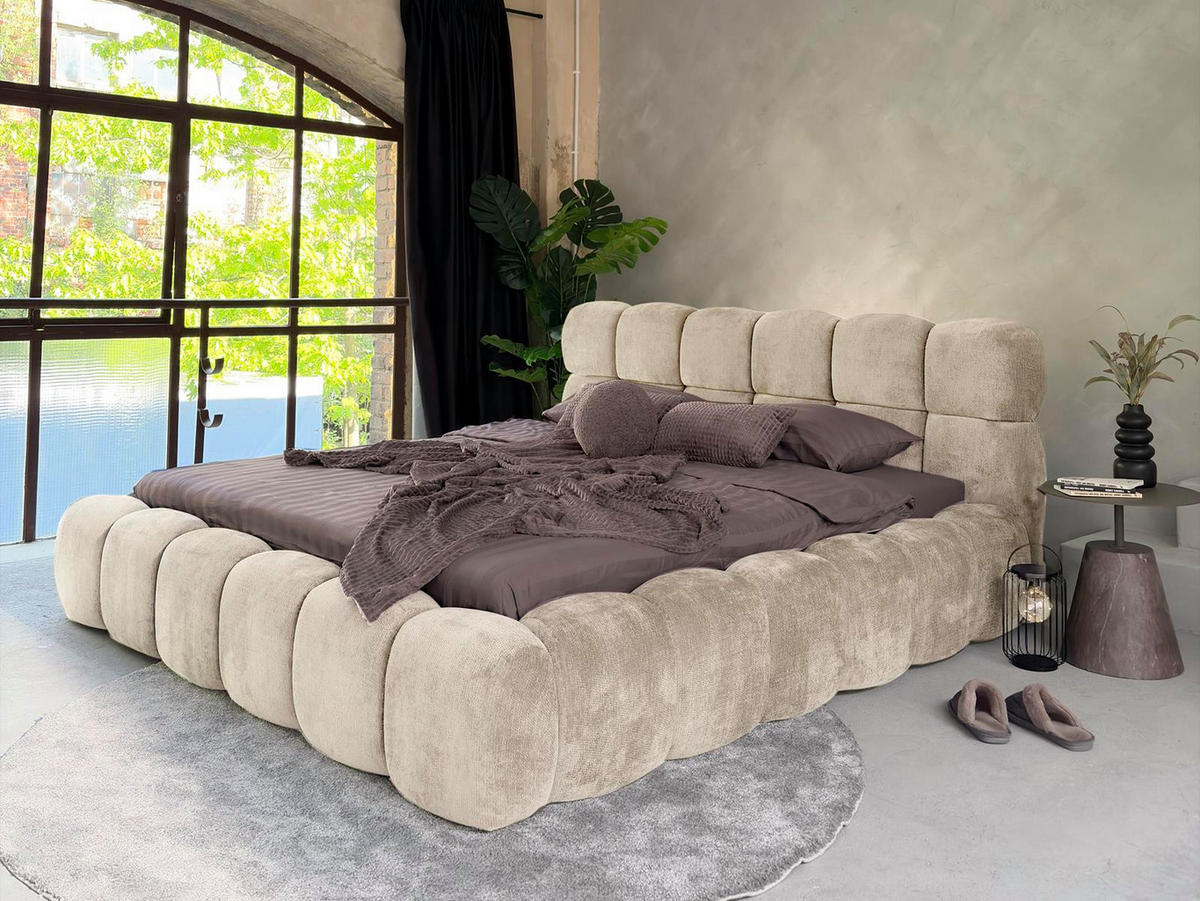 POLSTERBETT 140x200 ELVA Beige - Beige, Holzwerkstoff/Textil (140/200cm) - Compleo24