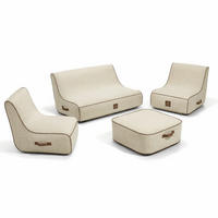 GARTENSET 4-tlg. Weiß - Creme/Weiß, Kunststoff/Textil - Coco Lounge