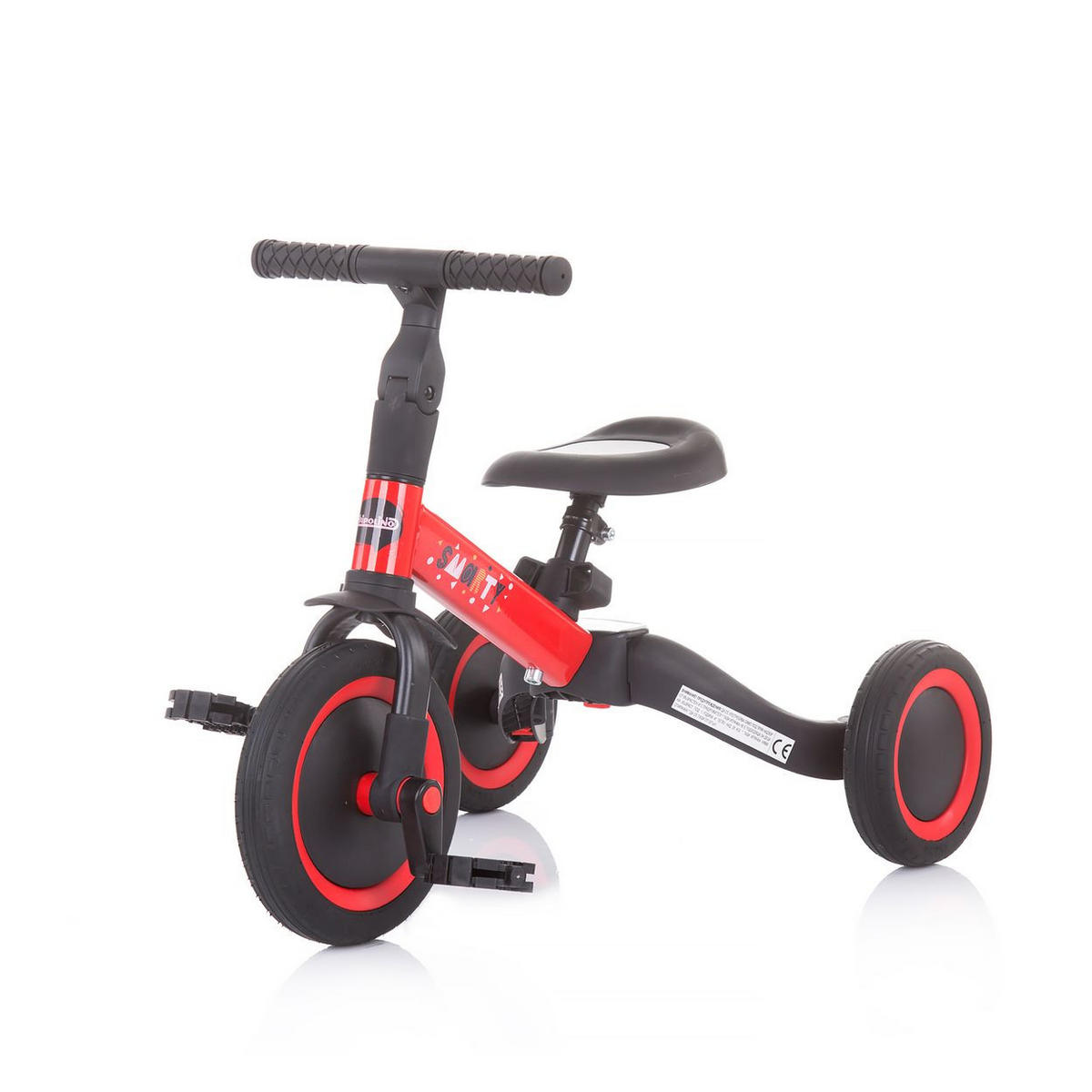 DREIRAD Smarty 2 in 1 rot Laufrad Gummireifen umbaubar Pedale verstellbar - Rot, Metall (67/46/52cm) - Chipolino