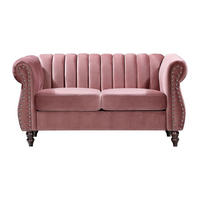 SOFA ohne Schlafmöglichkeit - 2 Personen - Samt, Stoff - Puderrosa - - Hellrosa, Textil (150/77/78cm) - Vente-Unique